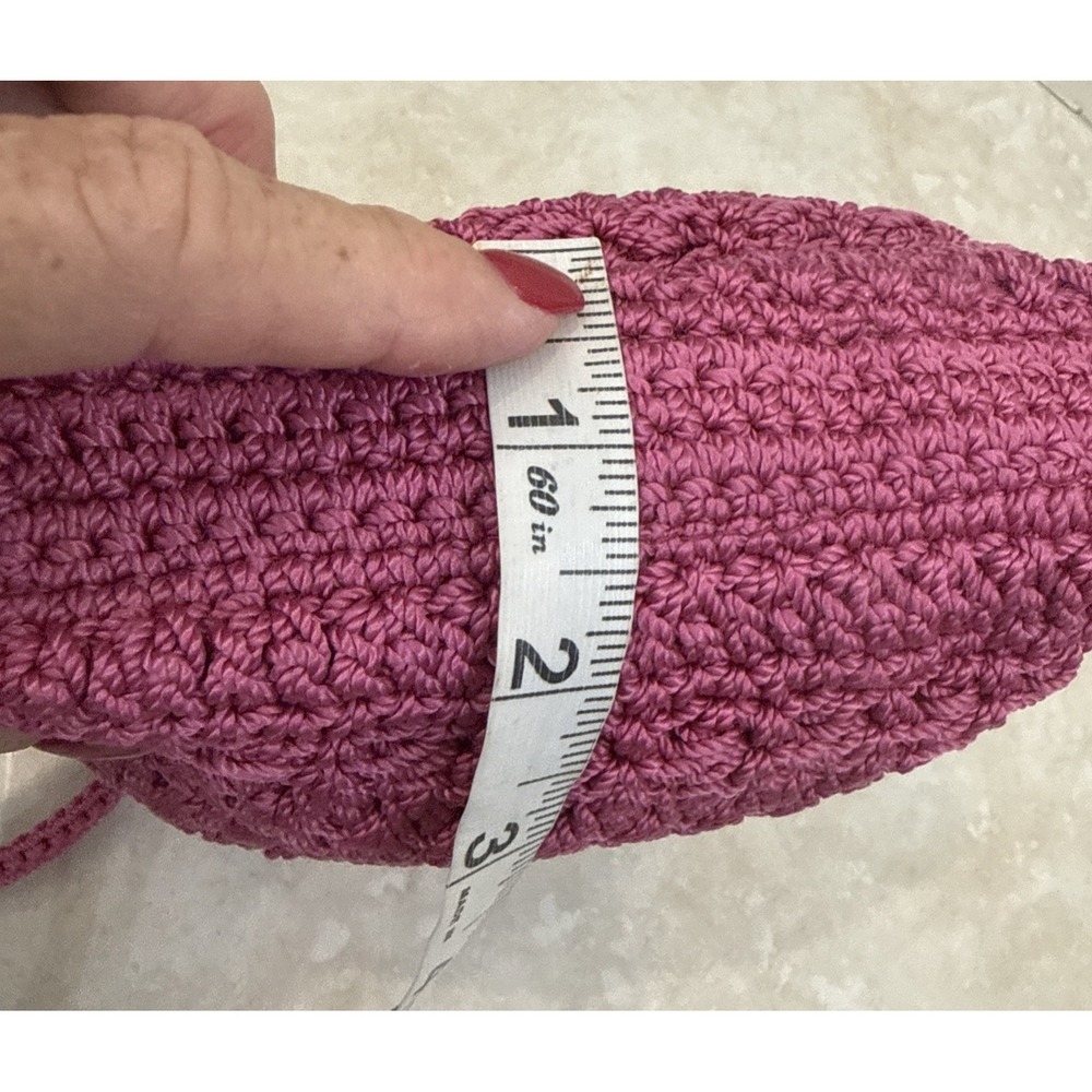 The Sak Pink Crochet Shoulder Bag Zip Closure Crossbody Boho Festival Hippie - Picture 6 of 10